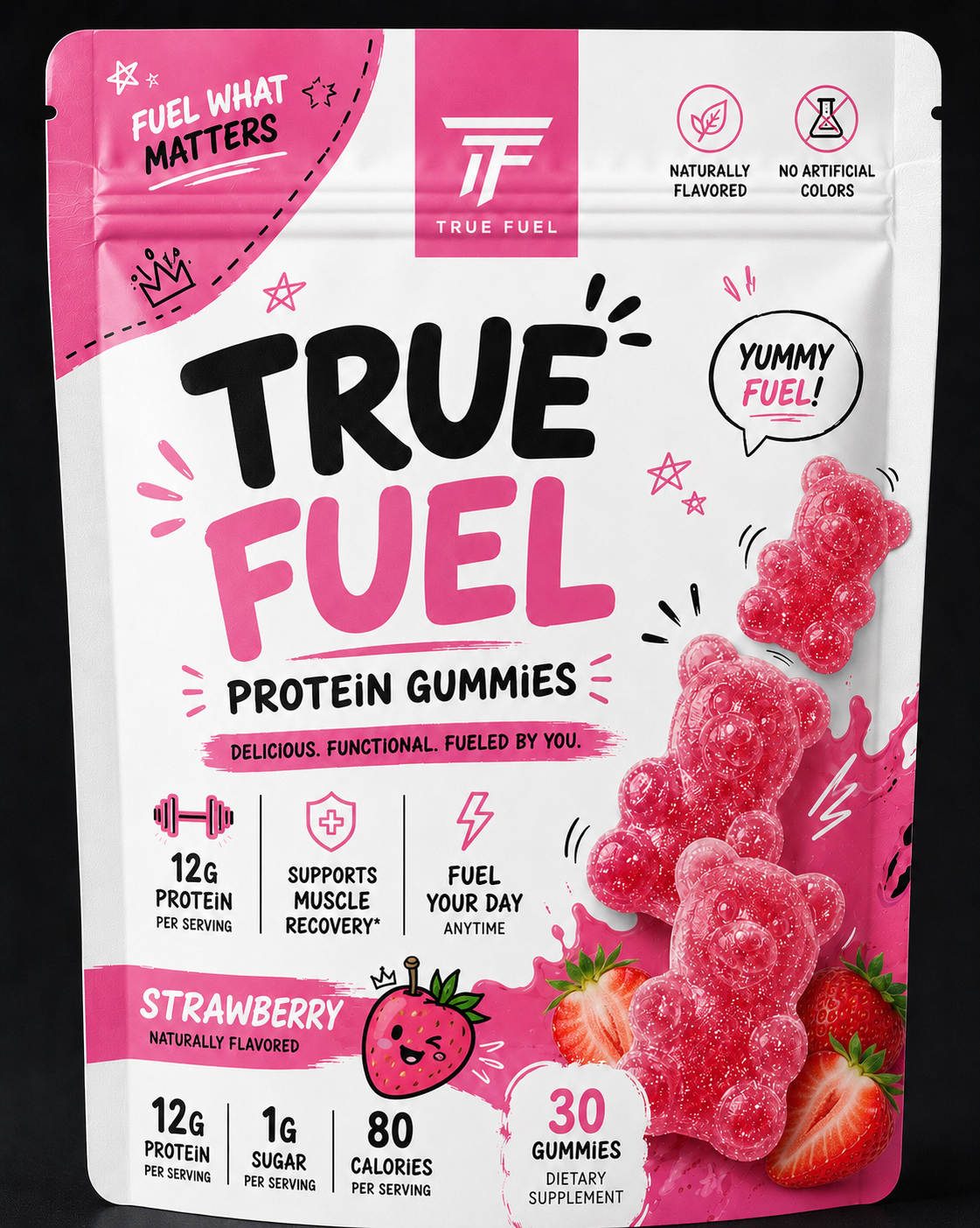 True Fuel Strawberry Protein Gummies